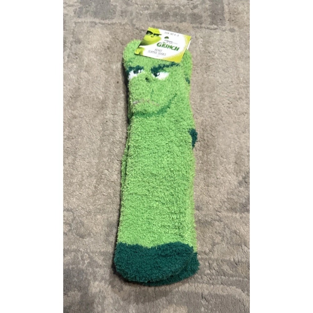 The Grinch Womens Slipper Socks 'merry Whatever' Green Non-Skid Sz 9-11 New‎